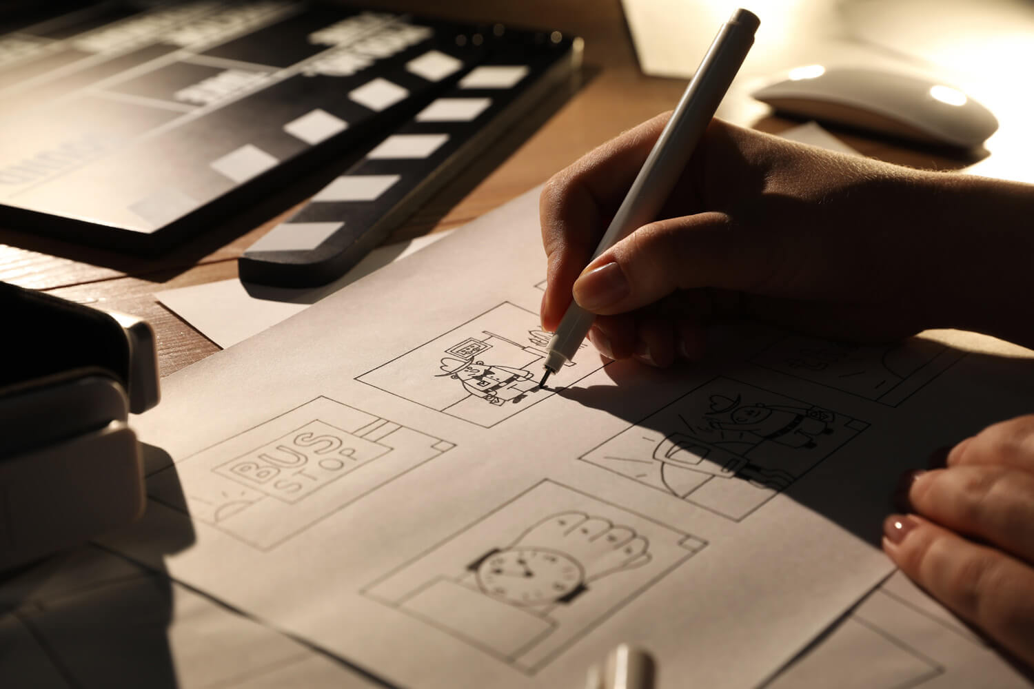hand drawing a video storyboard